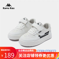 Kappa Kids卡帕魔术贴板鞋儿童休闲鞋大小童小白鞋百搭运动鞋冬季童鞋 米白/黑 37码