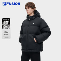 FILA FUSION斐乐潮牌羽绒服男时尚休闲宽松连帽外套 正黑色-BK 190/112B/XXXXL