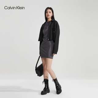 Calvin Klein Jeans24春季女士休闲通勤刺绣字母纯棉针织连衣裙ZW02515 BEH-长石灰 M