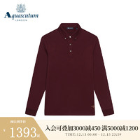 AQUASCUTUM/雅格狮丹男式保暖长袖刺绣polo衫T恤Q46H8EM031 深红 L