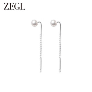 ZEGL人造珍珠耳环女925银针轻奢小众设计感高级感时尚简约流苏耳饰 珍珠流苏耳环