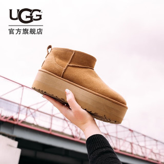 UGG冬女士舒适休闲经典迷你纯色厚底时尚短筒雪地靴1135092 CHE | 栗色 40