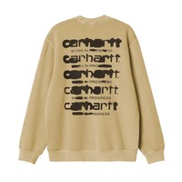 carhartt 男士浅褐色logo印花长袖圆领卫衣运动衫