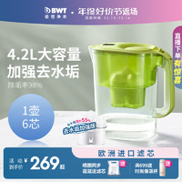 BWT 倍世 德国bwt净水壶家用4.2L去水垢矿物镁滤芯进口净水器过滤水壶+6芯