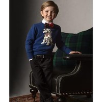 RALPH LAUREN Toddler and Little Boys Dalmatian Knit Sweater
