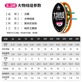 汉鼎鱼竿大物线组加强配件强劲主线钓鱼线组8.1米18号 XDWXZ8118