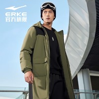 ERKE 鸿星尔克 男棉服2023冬季新款中长款棉服时尚休闲运动经典防风外套