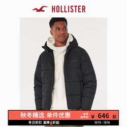 HOLLISTER 霍利斯特 2023冬季新品舒适全拉链式保暖棉服夹克外套男 331629-1 黑色 L