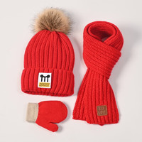 STORYBROOKE 新年红色儿童帽子围巾手套加厚三件套
