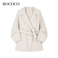 洛可可（ROCOCO）洛可可中长款双面羊毛大衣女装2023流行冬季毛呢外套 燕麦色 M