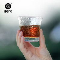 Hero日式锤纹杯透明玻璃咖啡杯耐高温茶杯防滑水杯手冲咖啡杯150ml（单只）