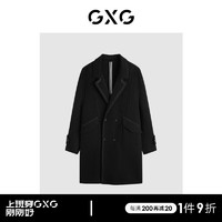 GXG 男装  多色分割设计简约长款毛呢大衣外套男士 冬季 黑色 175/L