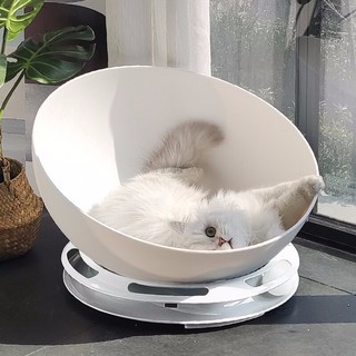 Hoopet 猫玩具转盘太空舱半封闭猫窝+白色转盘+2个球 15斤内全年龄猫咪通用
