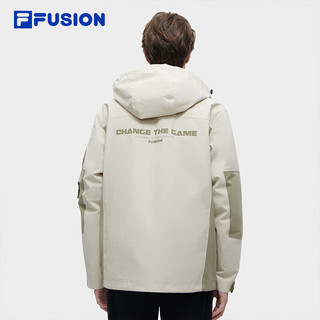 FILA FUSION斐乐潮牌男士羽绒服两件套时尚工装外套 淀乳色-LK 185/104A/XXL