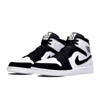 抖音超值购：NIKE 耐克男鞋Air Jordan 1 Mid AJ1钻石黑白熊猫中帮篮球鞋DH6933-100