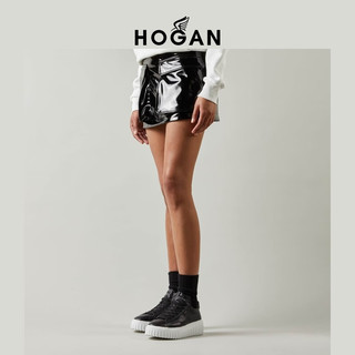 HOGAN【季末礼遇】女装冬MINIGONNA百搭时尚休闲黑胶短裙 黑色 42