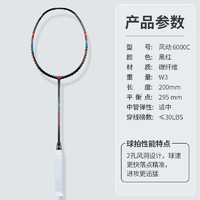 李宁（LI-NING）羽毛球拍风动4000C全碳素纤维单拍控制型超轻风动6000C专业羽拍 风动 6000C 黑红