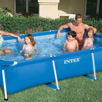 INTEX26700灰色圆形管架水池 儿童玩具家庭戏水池养鱼池305*76CM 灰色