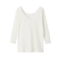 无印良品 無印良品 MUJI 女式 使用了棉的冬季内衣 V领八分袖T恤