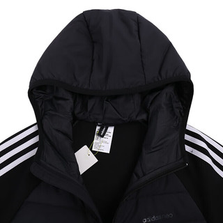 阿迪达斯 （adidas）（Adidas)旗店neo男装羽绒服 21秋冬季简约三条纹跑步外套休 H45248/暗色logo连帽/主推款 2XL/185/108A