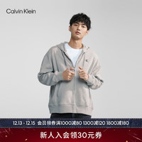 Calvin Klein Jeans秋冬男士休闲简约刺绣加绒宽松连帽拉链开衫卫衣40HM259 P79-椰青灰 S