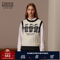 Teenie Weenie小熊20可爱小熊提花毛衣背心针织衫女装 象牙白 165/M