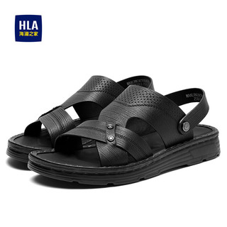 海澜之家（HLA）男鞋百搭凉拖两用简约中青年沙滩鞋HAALXM2AC90047 黑色43