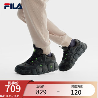 斐乐（FILA）男鞋复古运动鞋2023冬加绒可颂鞋休闲鞋老爹鞋 黑-IB 42.5