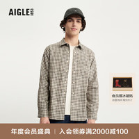 AIGLE艾高20保暖休闲双面穿格子长袖衬衫男士上衣 貂杏色 AO971 XXL(190/104A)