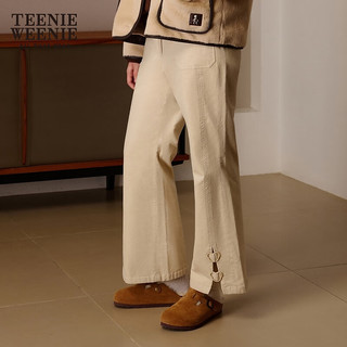Teenie Weenie小熊20时髦开叉灯芯绒休闲裤长裤女时尚 象牙白 160/S