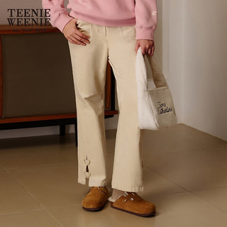 Teenie Weenie小熊20时髦开叉灯芯绒休闲裤长裤女时尚 象牙白 160/S
