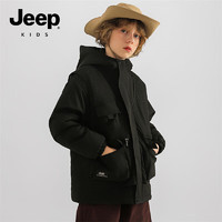 Jeep童装棉服中大童秋冬季棉衣加厚外套冬装青少年 黑色 150cm 