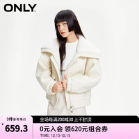 ONLY保暖甜美落肩宽松毛领短款棉服女123422011 A43 奶油白色NEW CREAM 155/76A/XS