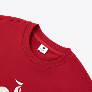 乐卡克（Le coq sportif）法国公鸡新年双旦款男女款24三色系列经典圆领套头衫卫衣 烈焰红色/G01 S
