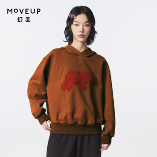幻走（MOVEUP）加绒纯棉设计师短款卫衣女 番薯红 M