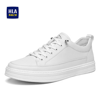海澜之家HLA男鞋时尚休闲鞋舒适透气潮流板鞋HAABXM1ACV0197 白色 40