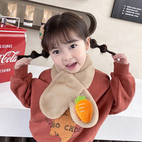 上海故事 儿童圣诞动物卡通围脖冬季仿獭兔毛绒百搭秋冬天围巾 胡萝卜 裸色 70cm*10cm