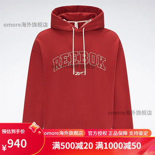 Reebok男女同款针织时尚半开襟套头衫卫衣 23FRC351UGR2-1 深红色 M