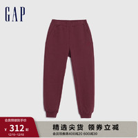 Gap女装冬季2023LOGO休闲宽松运动裤卫裤841138束脚裤长裤 酒红色 XXS