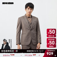 利郎西服套装男三件套一粒扣春季24商务男士新郎结婚西装 卡其灰(23CXF102SA) 185