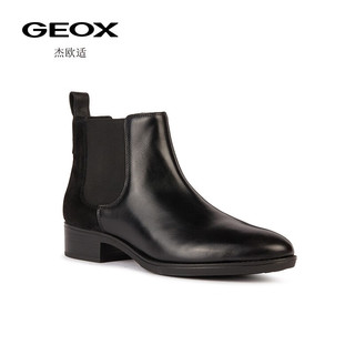 GEOX 杰欧适 女鞋冬时尚舒适圆头简约时装靴D36G1B 黑色C9999 37