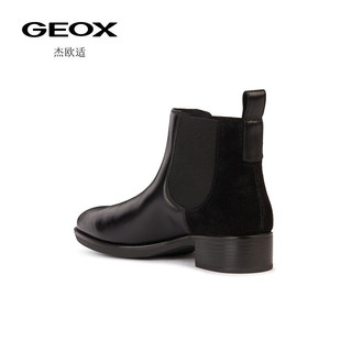 GEOX 杰欧适 女鞋冬时尚舒适圆头简约时装靴D36G1B 黑色C9999 37