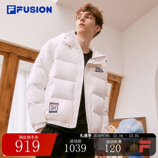 FILA 斐乐 FUSION斐乐男士短款羽绒服冬季保暖棉外套 标准白-WT 165/88A/S