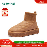 hotwind 热风 冬季女士时尚加绒加厚奶呼呼面包靴东北雪地靴 02棕色 35(正码)