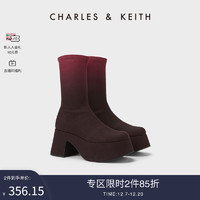 CHARLES&KEITH23冬季CK1-90580180时尚厚底弹力短靴瘦瘦靴女