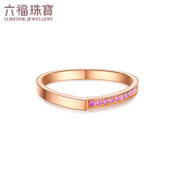 六福珠宝虹彩系列18k金蓝宝石钻石戒指 定价 cmdskr0078r 14号-共9分