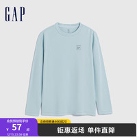 Gap男童冬季2023LOGO宽松长袖T恤836890儿童装保暖休闲上衣 海水蓝 150cm(L)亚洲尺码