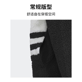 adidas阿迪达斯三叶草男大童冬季舒适仿羊羔绒运动夹克外套 黑色/汉玉白 128CM