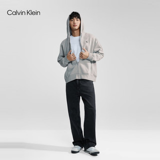 Calvin Klein Jeans秋冬男士休闲简约刺绣加绒宽松连帽拉链开衫卫衣40HM259 P79-椰青灰 M