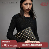 ALLSAINTS 女士手拿包铆钉信封包新款皮革小方包WR540X